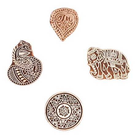 Set of 4 Piece New Mix Wooden Printing Block